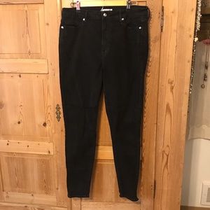 Good american legs waxed black leather look jeans